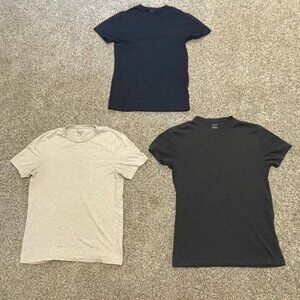 J. Crew Mens T shirt Lot Slim/Mercantile XS Blue Gray Crew Oatmeal 100% Cotton